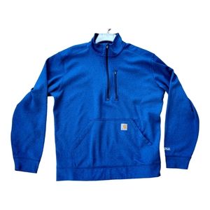 Carhartt Sweatshirt Quarter zip Pullover Size Large Mens blue